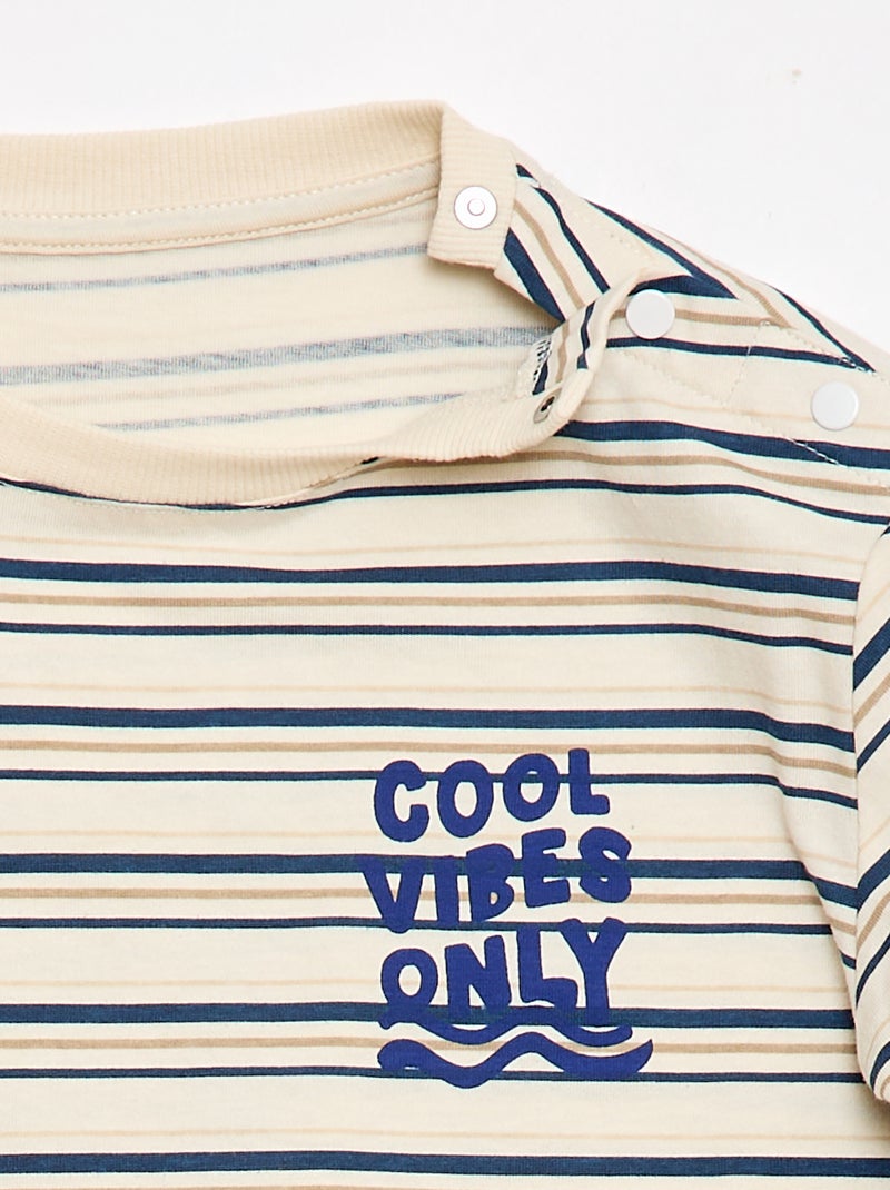 Bedrukt T-shirt met korte mouwen - Makkelijk aan te trekken collectie Biege - Kiabi