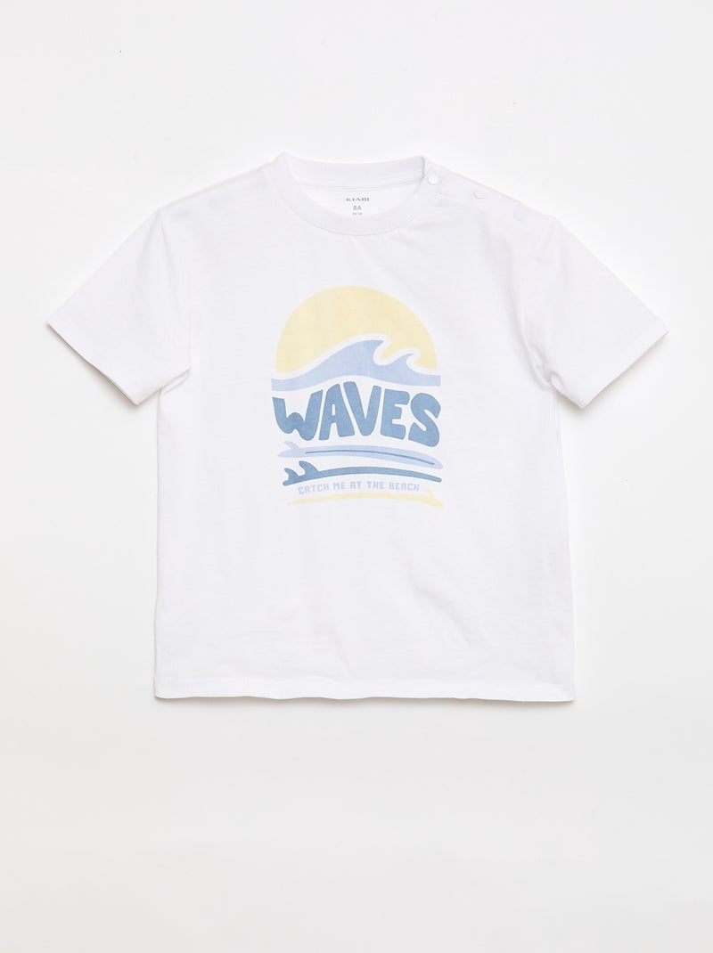 Bedrukt T-shirt met korte mouwen - Makkelijk aan te trekken collectie Wit - Kiabi