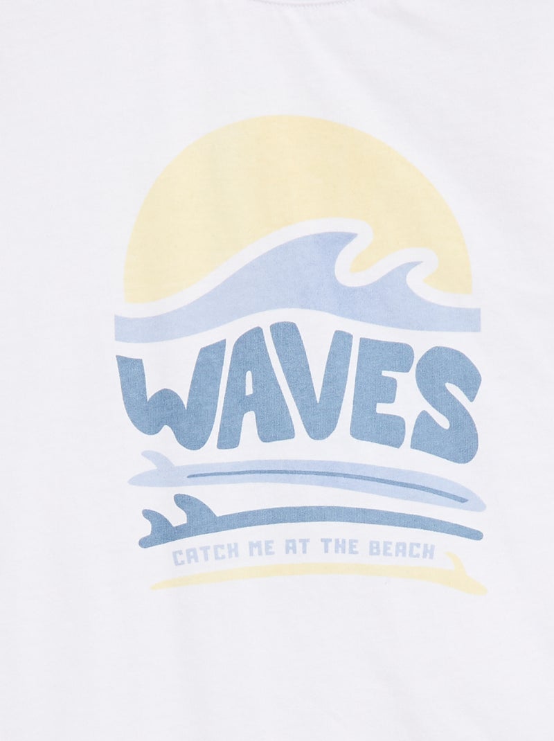 Bedrukt T-shirt met korte mouwen - Makkelijk aan te trekken collectie Wit - Kiabi