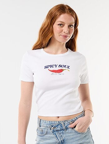 Bedrukt T-shirt met korte mouwen