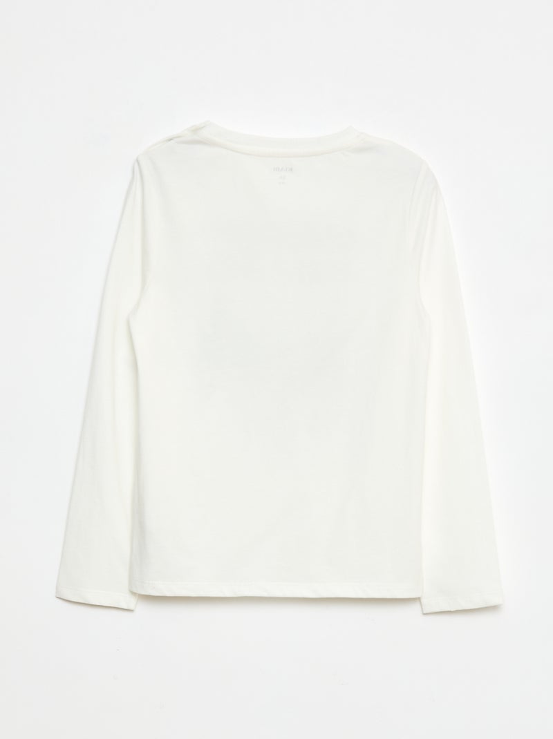 Bedrukt T-shirt met lange mouwen - collectie met aantrekgemak Biege - Kiabi