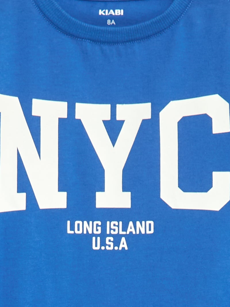 Bedrukt T-shirt met lange mouwen - collectie met aantrekgemak Blauw - Kiabi