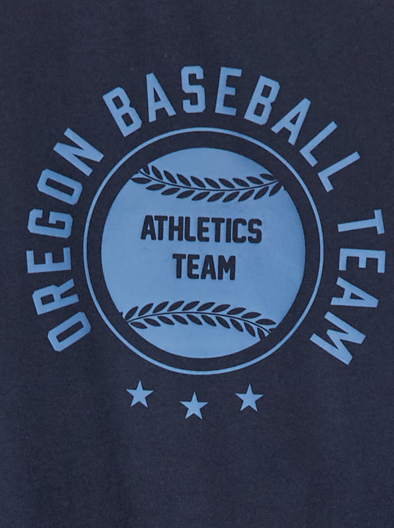 Bedrukt T-shirt met lange mouwen - gemakkelijk aan te trekken collectie Blauw - Kiabi