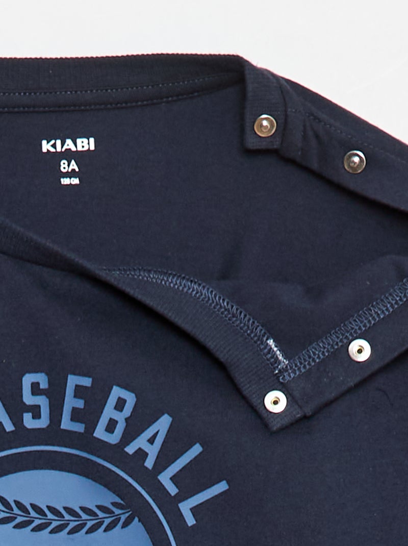 Bedrukt T-shirt met lange mouwen - gemakkelijk aan te trekken collectie Blauw - Kiabi