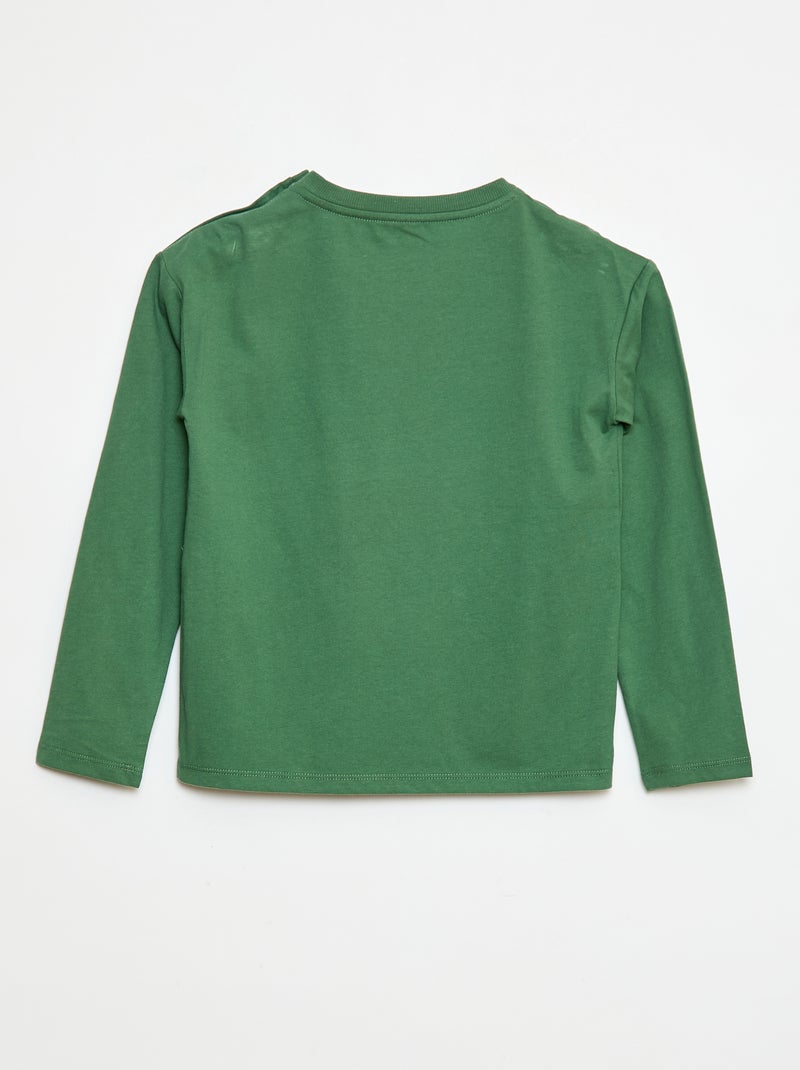 Bedrukt T-shirt met lange mouwen - gemakkelijk aan te trekken collectie Groen - Kiabi