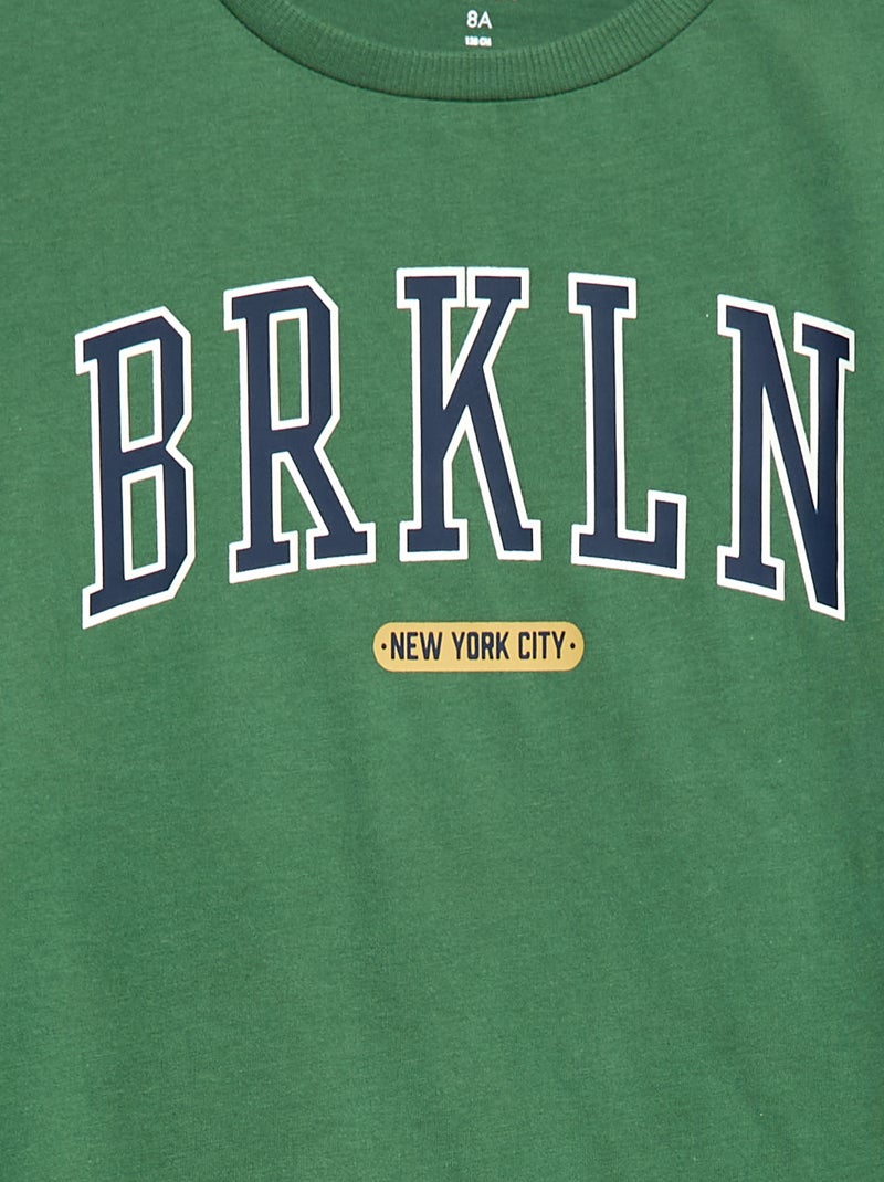 Bedrukt T-shirt met lange mouwen - gemakkelijk aan te trekken collectie Groen - Kiabi