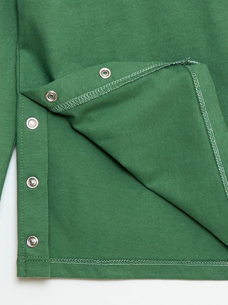 Bedrukt T-shirt met lange mouwen - gemakkelijk aan te trekken collectie Groen - Kiabi