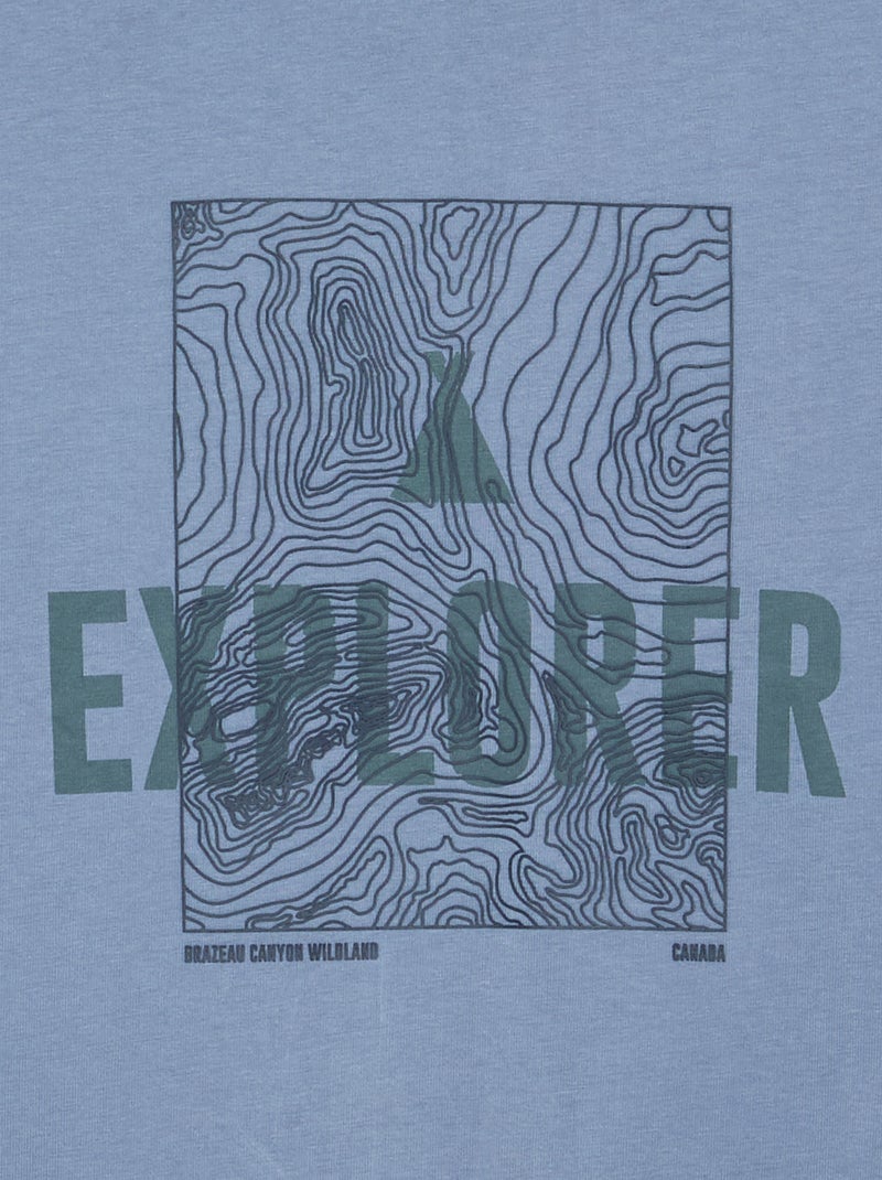 Bedrukt T-shirt met lange mouwen Blauw - Kiabi