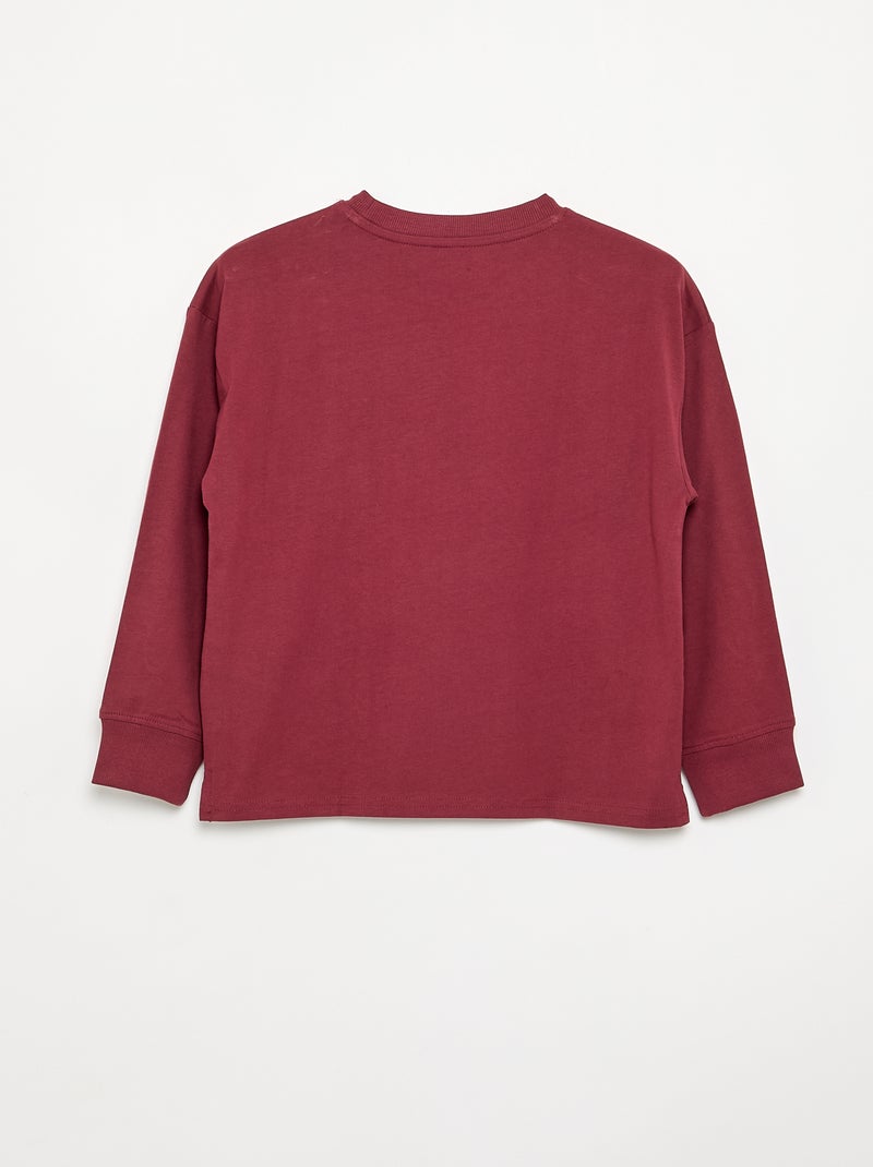 Bedrukt T-shirt met lange mouwen Rood - Kiabi