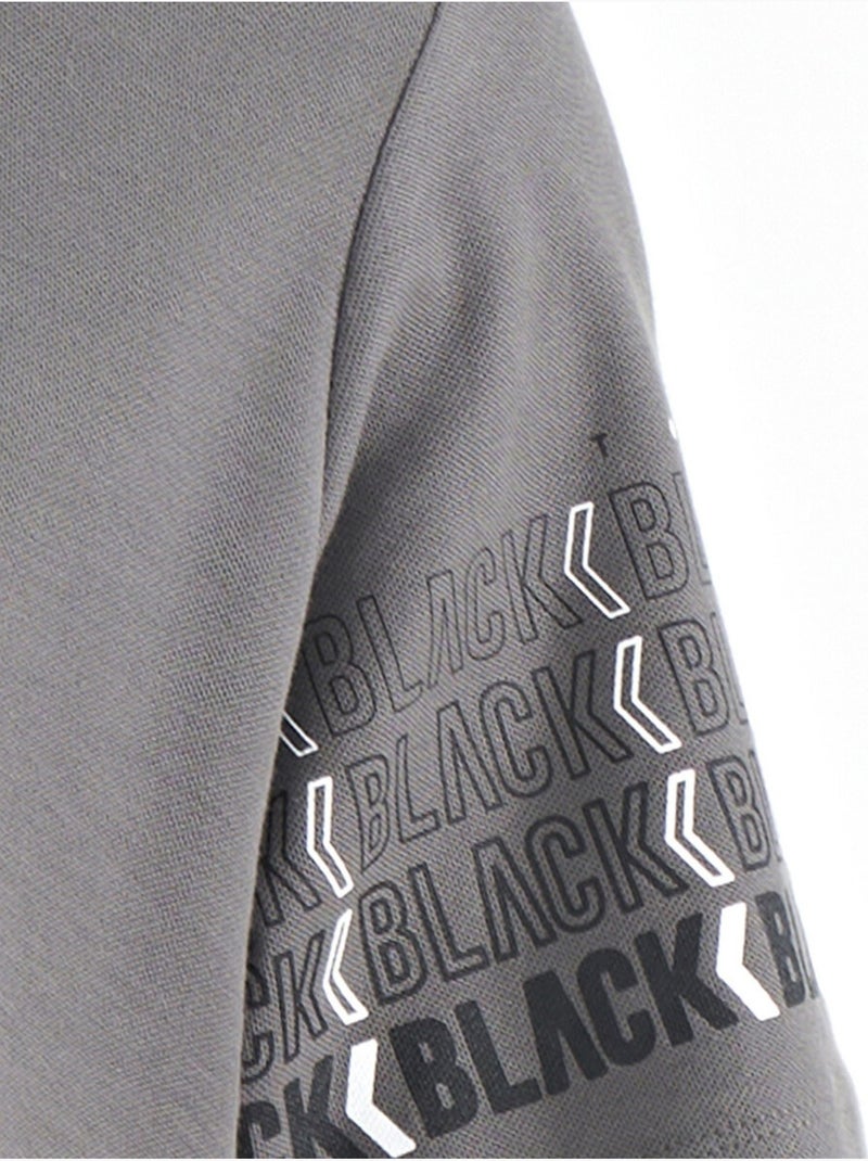Bedrukt t-shirt met polokraag tommy Grijs Zwart - Kiabi