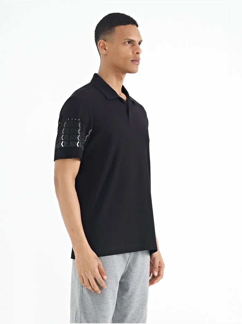 Bedrukt t-shirt met polokraag tommy Zwart - Kiabi