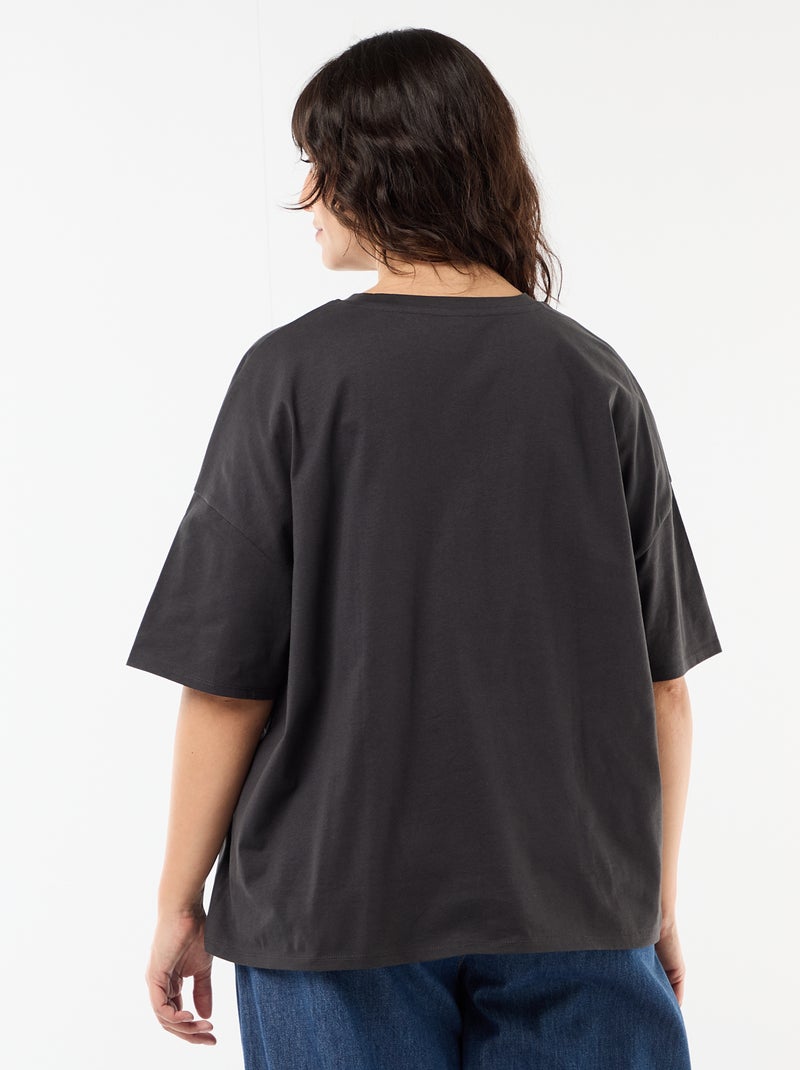 Bedrukt T-shirt 'Stitch' Zwart - Kiabi