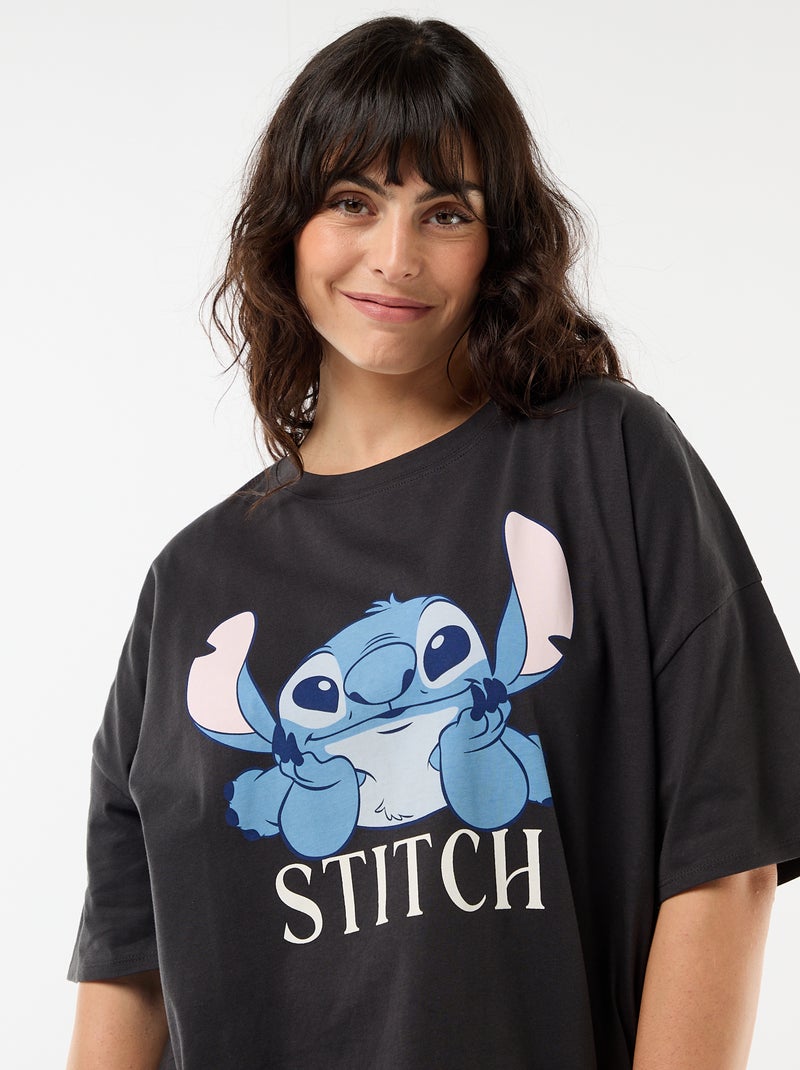 Bedrukt T-shirt 'Stitch' Zwart - Kiabi