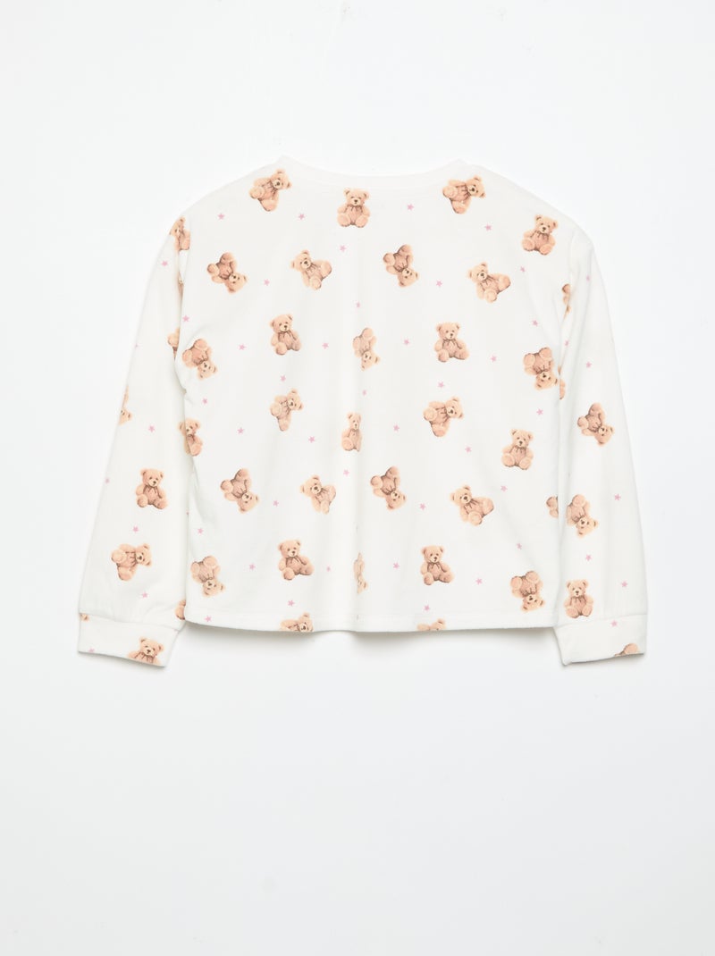 Bedrukte 2-delige pyjama - Sweater + broek Ecru - Kiabi