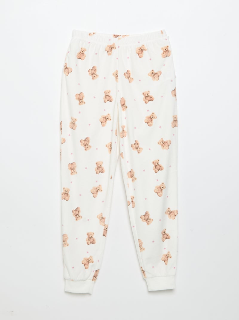 Bedrukte 2-delige pyjama - Sweater + broek Ecru - Kiabi