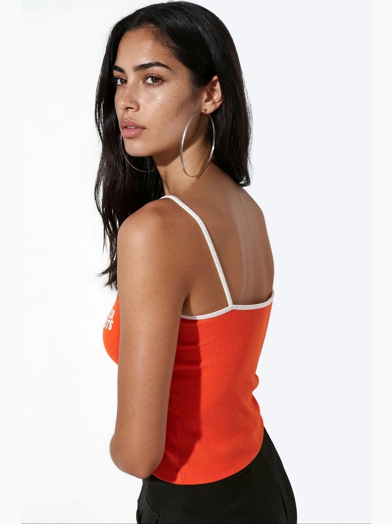 Bedrukte aansluitende cami-top busem Oranje - Kiabi
