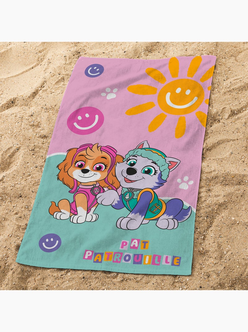 Bedrukte bad en strandhanddoek van 100% katoen, paw patrol soleil Blauw - Kiabi