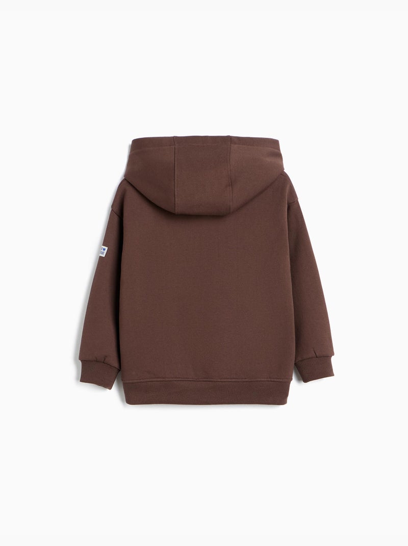 Bedrukte capuchon trui, mo fashion Bruin - Kiabi