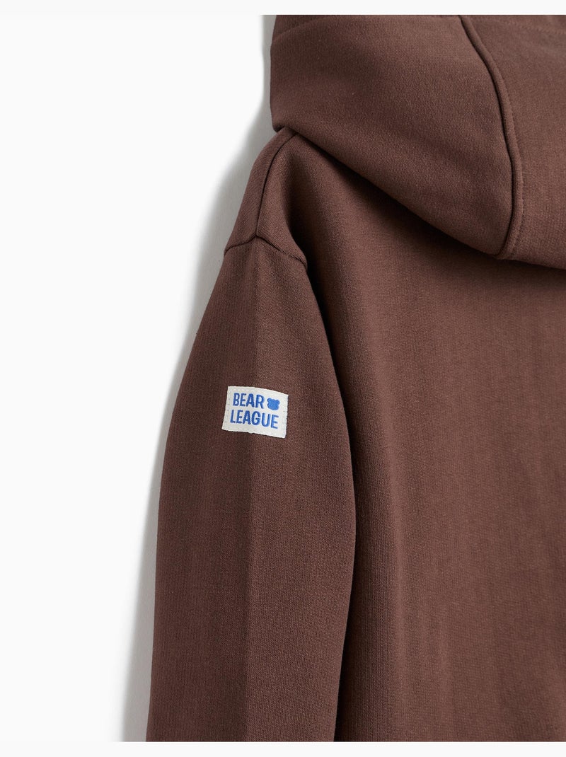 Bedrukte capuchon trui, mo fashion Bruin - Kiabi
