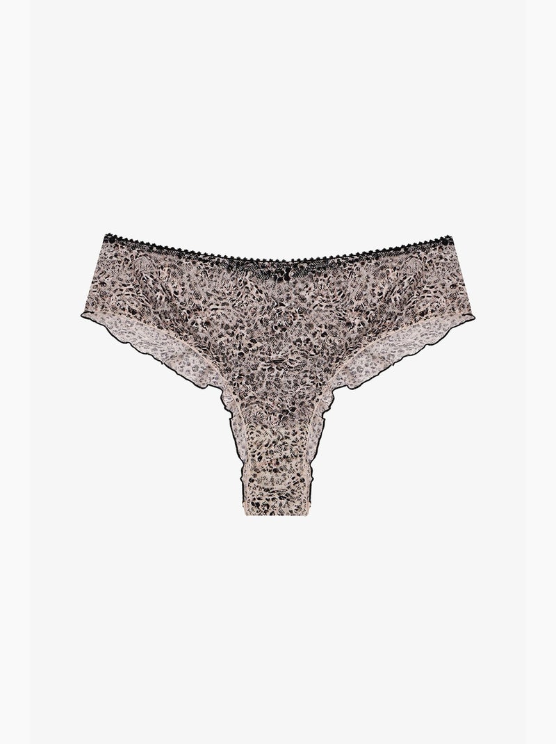 Bedrukte cheeky hipster slip met luipaardprint penti Klei-beige - Kiabi