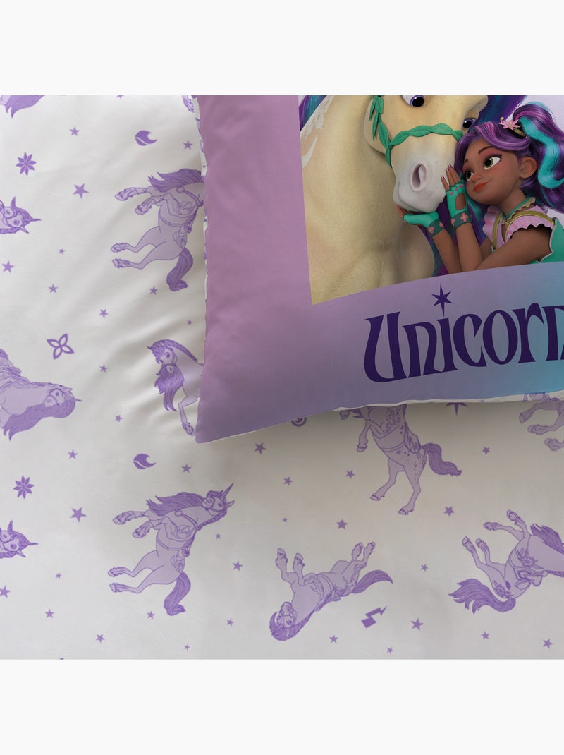 Bedrukte dekbedovertrekset, unicorn academy stars Paars - Kiabi