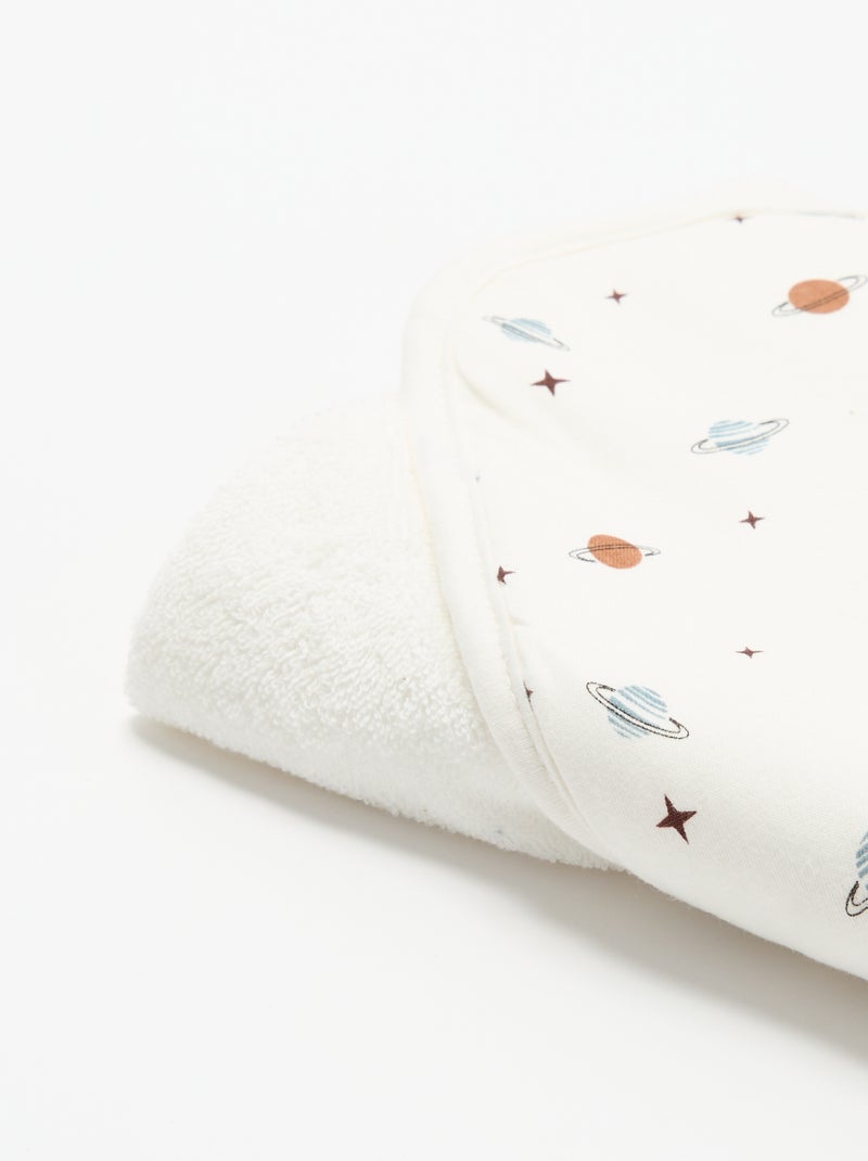 Bedrukte deken van katoenen jerseytricot en fleece Blauw - Kiabi