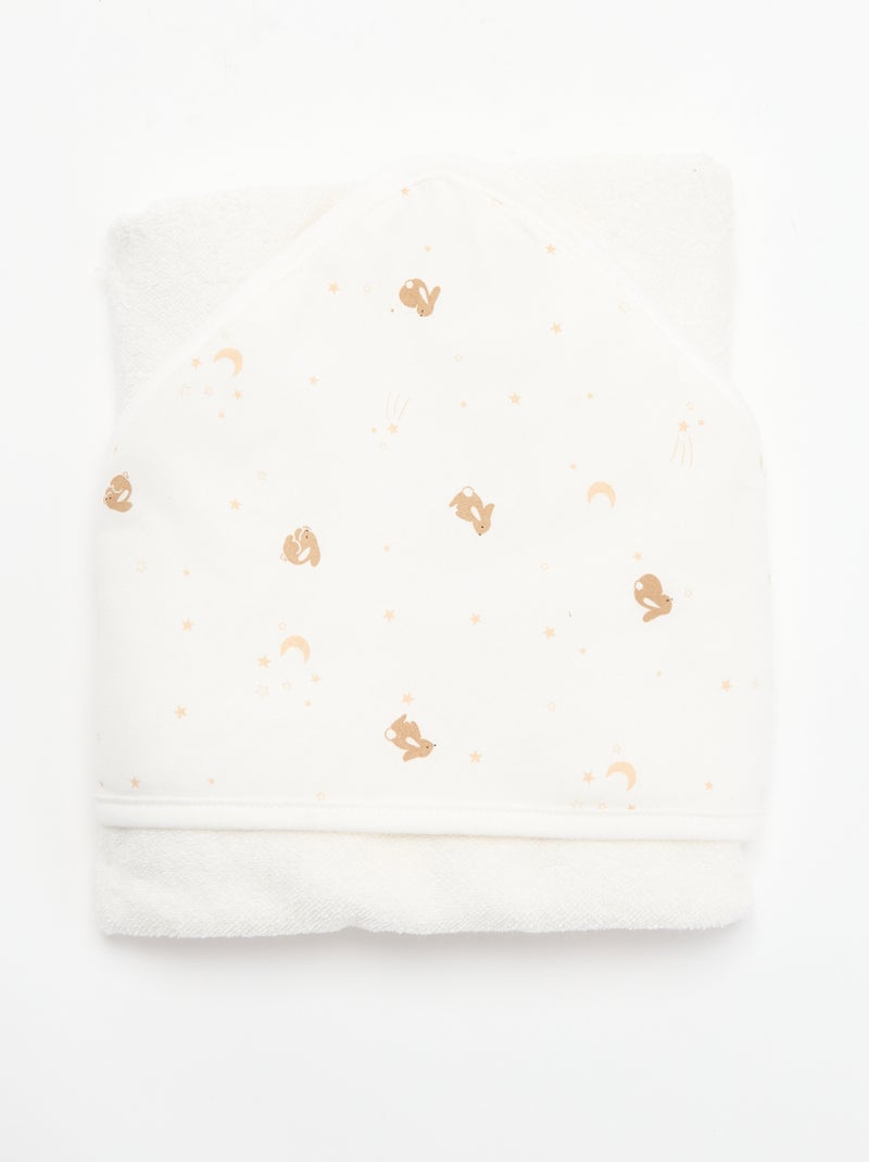 Bedrukte deken van katoenen jerseytricot en fleece Wit - Kiabi