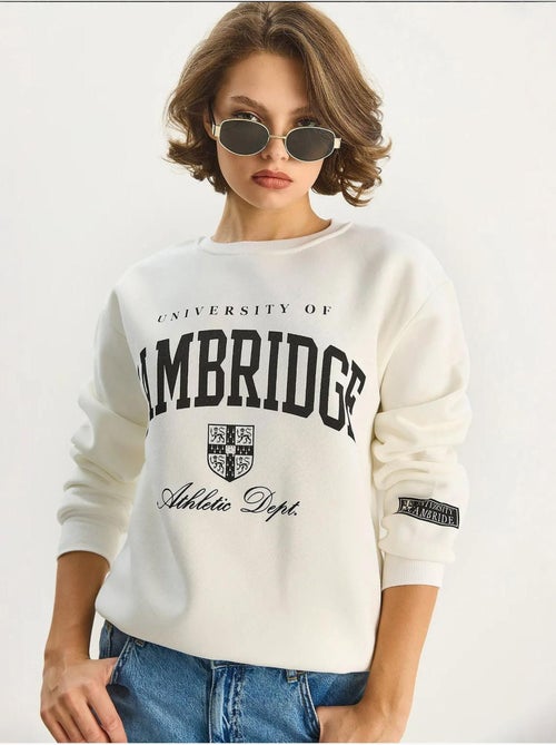 Bedrukte geribde sweatshirt met ronde hals lucci - Kiabi