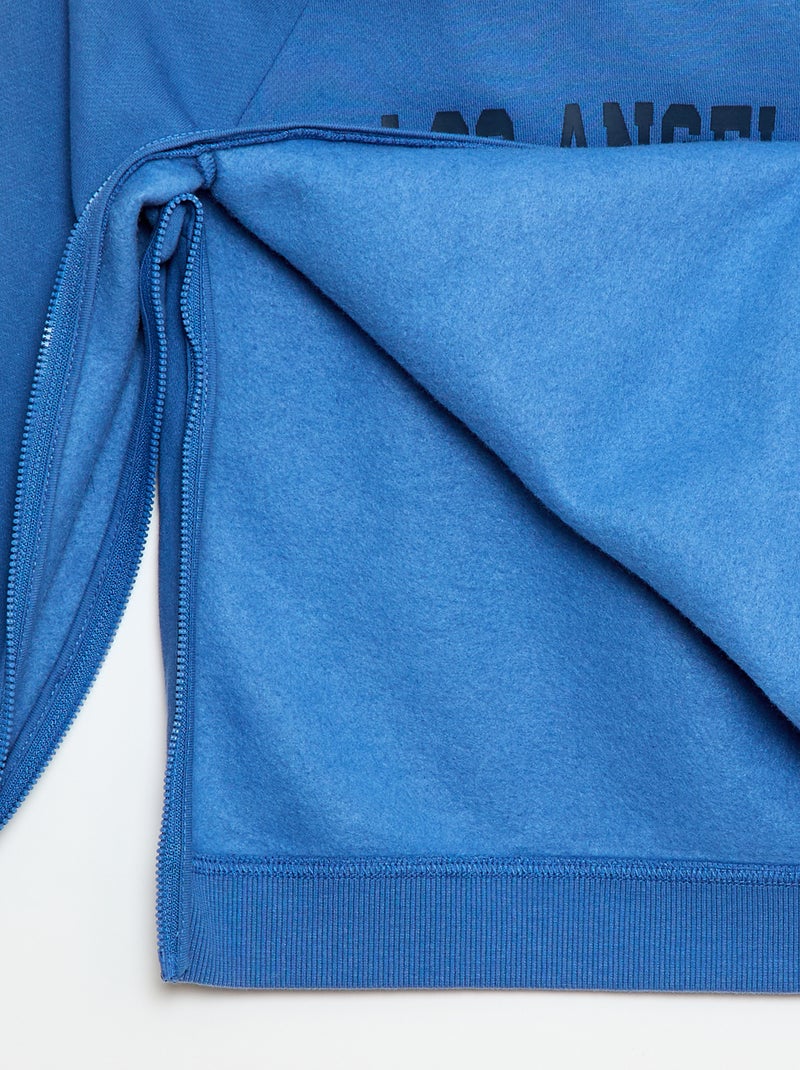 Bedrukte hoodie met ritsopeningen aan de zijkanten - aantrekcollectie Blauw - Kiabi