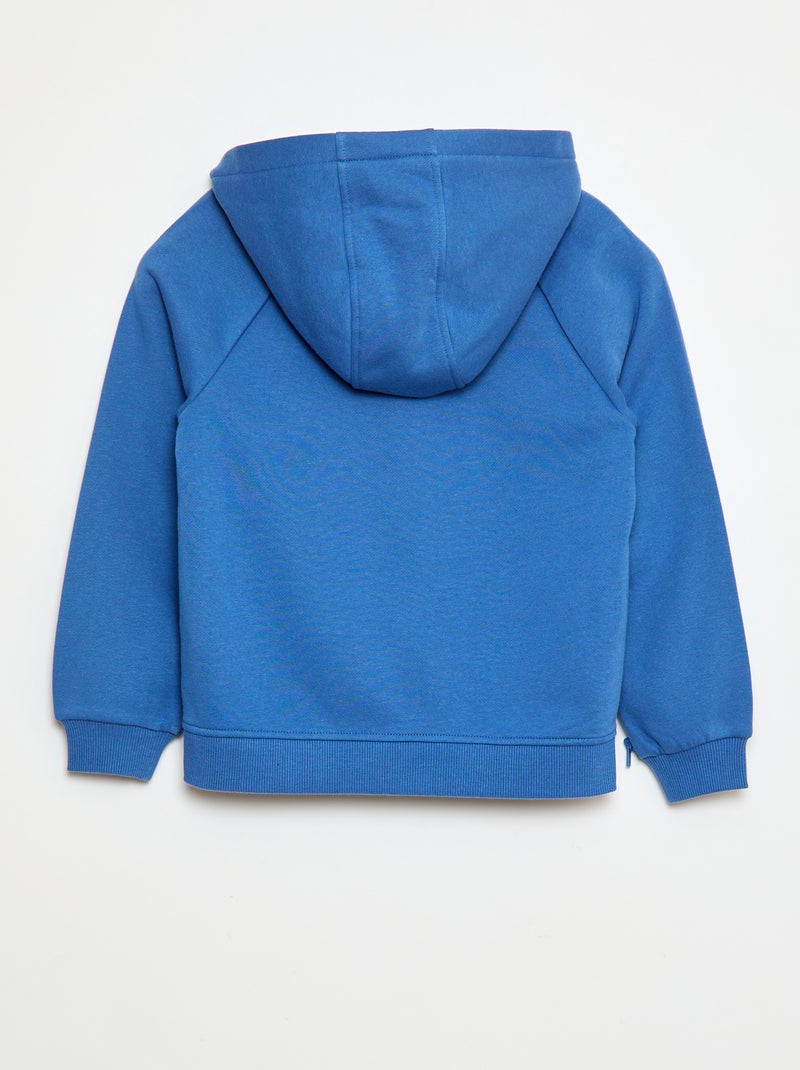 Bedrukte hoodie met ritsopeningen aan de zijkanten - aantrekcollectie Blauw - Kiabi