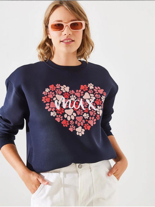 Bedrukte katoenen sweatshirt met ronde hals lucci - Kiabi