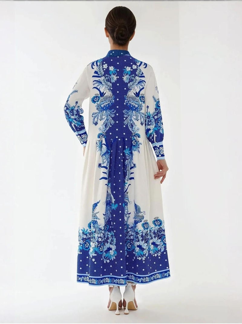 Bedrukte maxi-jurk met lange mouwen Multicolor - Kiabi