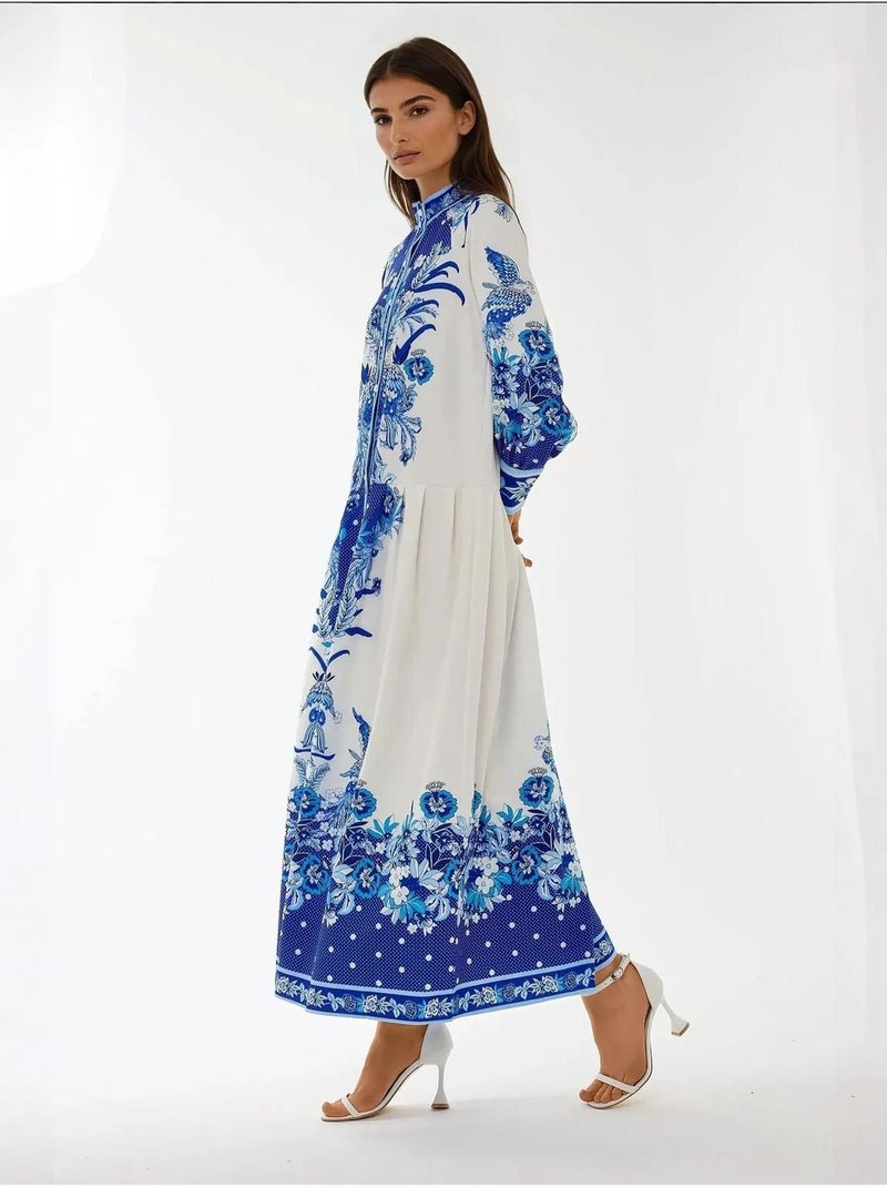 Bedrukte maxi-jurk met lange mouwen Multicolor - Kiabi