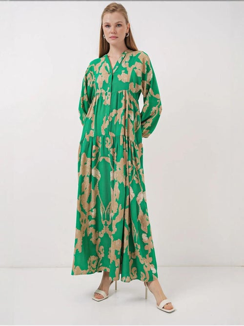 Bedrukte maxi-jurk met v-hals bdart - Kiabi Bedrukte maxi-jurk met v-hals bdart - Kiabi