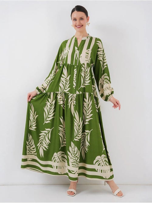 Bedrukte maxi-jurk met v-hals bdart - Kiabi
