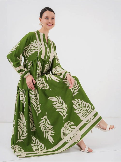 Bedrukte maxi-jurk met v-hals bdart - Kiabi