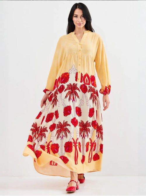 Bedrukte maxi-jurk met v-hals bdart - Kiabi Bedrukte maxi-jurk met v-hals bdart - Kiabi
