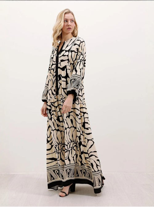 Bedrukte maxi-jurk met v-hals bdart - Kiabi Bedrukte maxi-jurk met v-hals bdart - Kiabi