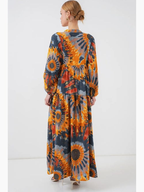 Bedrukte maxi-jurk met v-hals bdart - Kiabi Bedrukte maxi-jurk met v-hals bdart - Kiabi