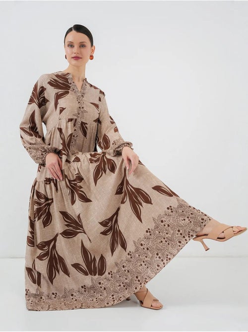 Bedrukte maxi-jurk met v-hals bdart - Kiabi Bedrukte maxi-jurk met v-hals bdart - Kiabi