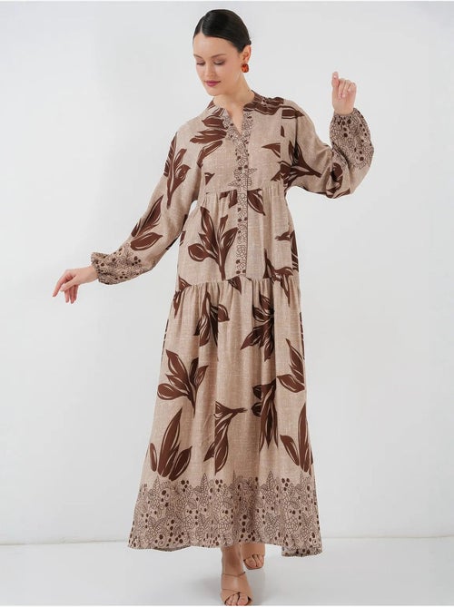 Bedrukte maxi-jurk met v-hals bdart - Kiabi Bedrukte maxi-jurk met v-hals bdart - Kiabi