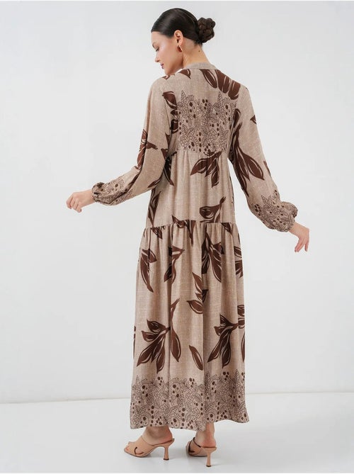 Bedrukte maxi-jurk met v-hals bdart - Kiabi Bedrukte maxi-jurk met v-hals bdart - Kiabi