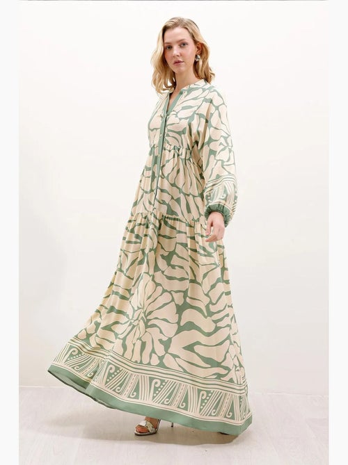Bedrukte maxi-jurk met v-hals bdart - Kiabi Bedrukte maxi-jurk met v-hals bdart - Kiabi