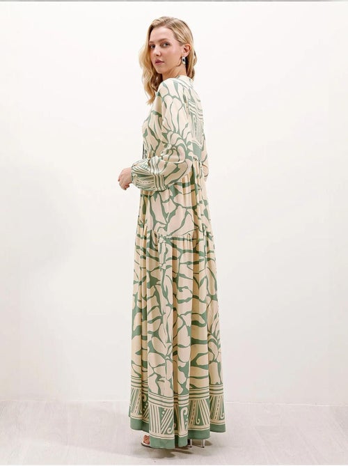 Bedrukte maxi-jurk met v-hals bdart - Kiabi Bedrukte maxi-jurk met v-hals bdart - Kiabi