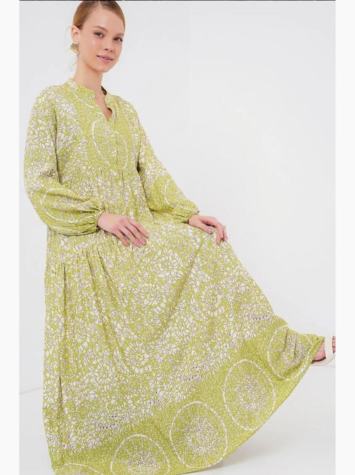 Bedrukte maxi-jurk met v-hals bdart - Kiabi Bedrukte maxi-jurk met v-hals bdart - Kiabi