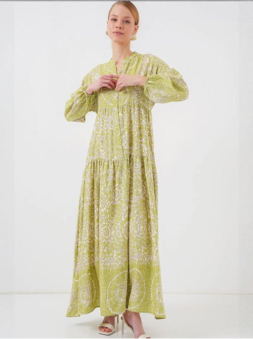 Bedrukte maxi-jurk met v-hals bdart - Kiabi Bedrukte maxi-jurk met v-hals bdart - Kiabi