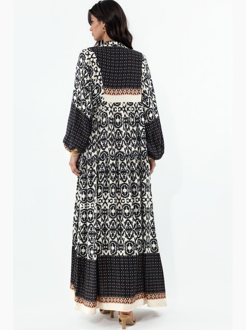 Bedrukte maxi-jurk met v-hals bdart Nude - Kiabi