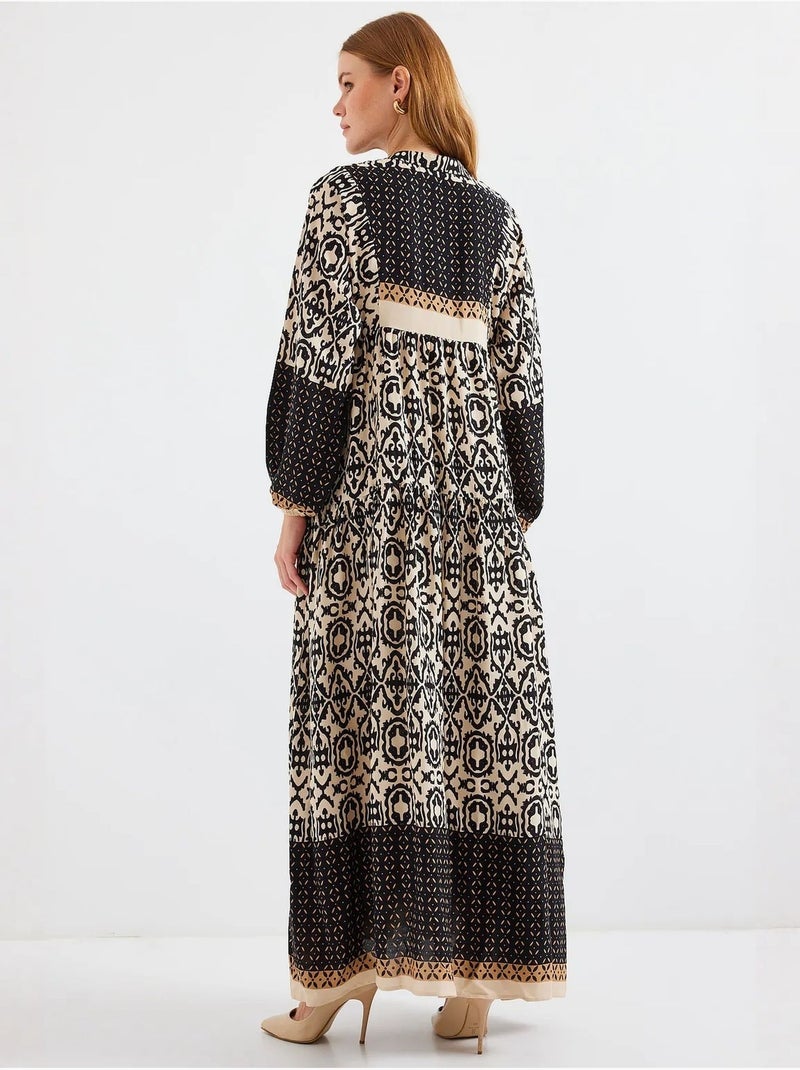 Bedrukte maxi-jurk met v-hals bdart Nude - Kiabi