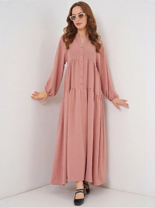 Bedrukte maxi-jurk met v-hals bdart - Kiabi Bedrukte maxi-jurk met v-hals bdart - Kiabi