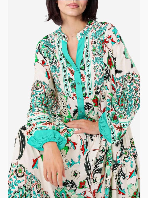 Bedrukte maxi-jurk met v-hals bdart - Kiabi Bedrukte maxi-jurk met v-hals bdart - Kiabi